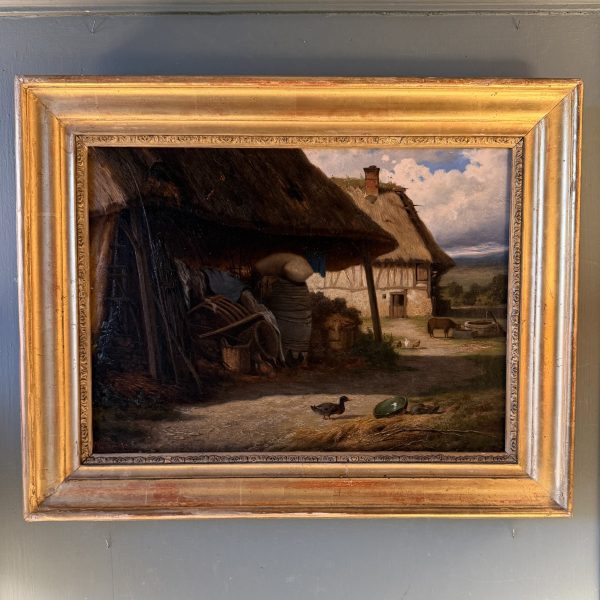 Paysage avec ferme animée XIXème